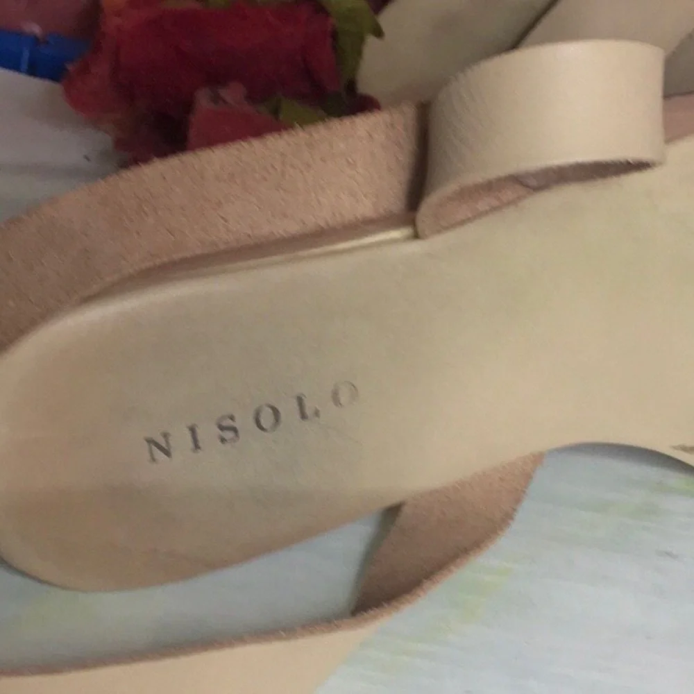 Nisolo Sarita Buff Leather Wedge Wooden Platform Strappy Sandals